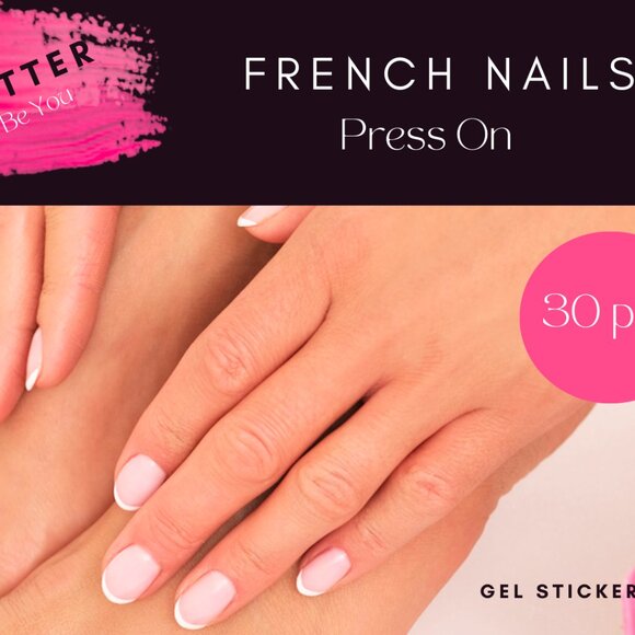 French Tip Round Press On Nails 2 Pack - Picture 5 of 5